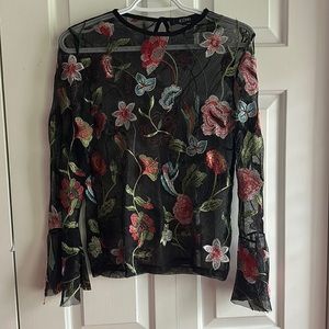 icone sheer embroidered floral blouse